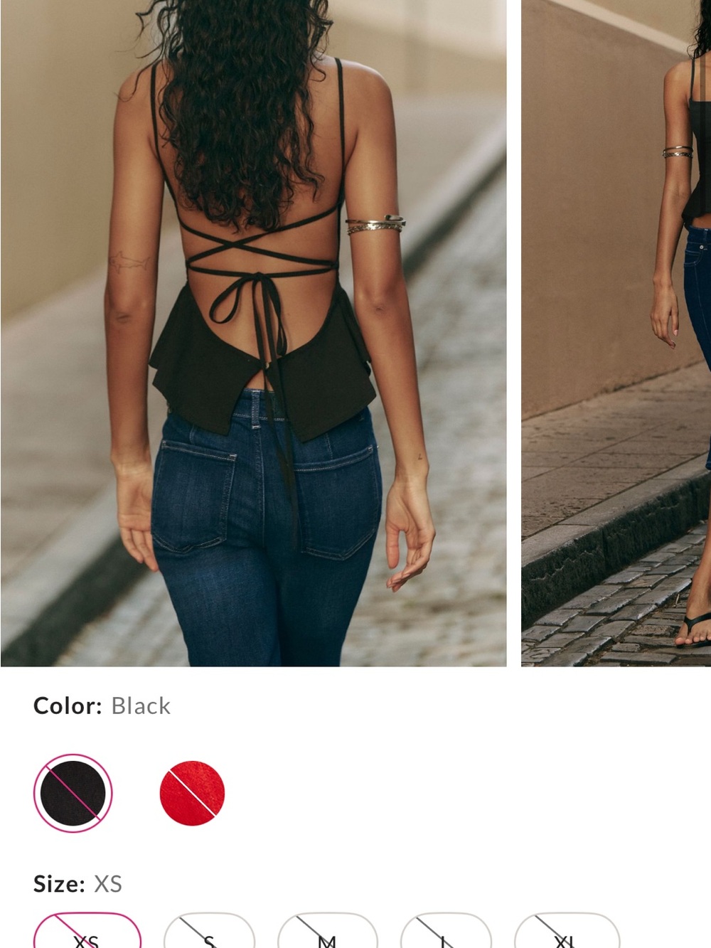 Free People Take Your Time Tank - Black Strappy Tie-Back Cami Top